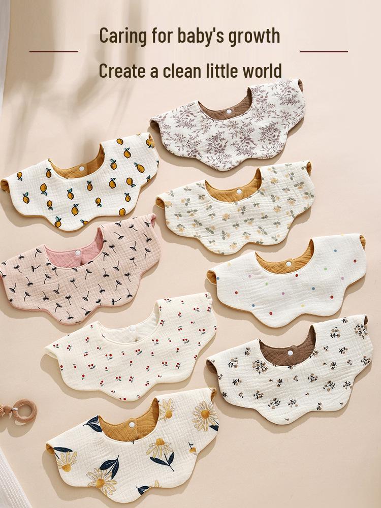 Korean Style 360° Waterproof Baby Bibs - Double-Sided Pure Cotton Gauze