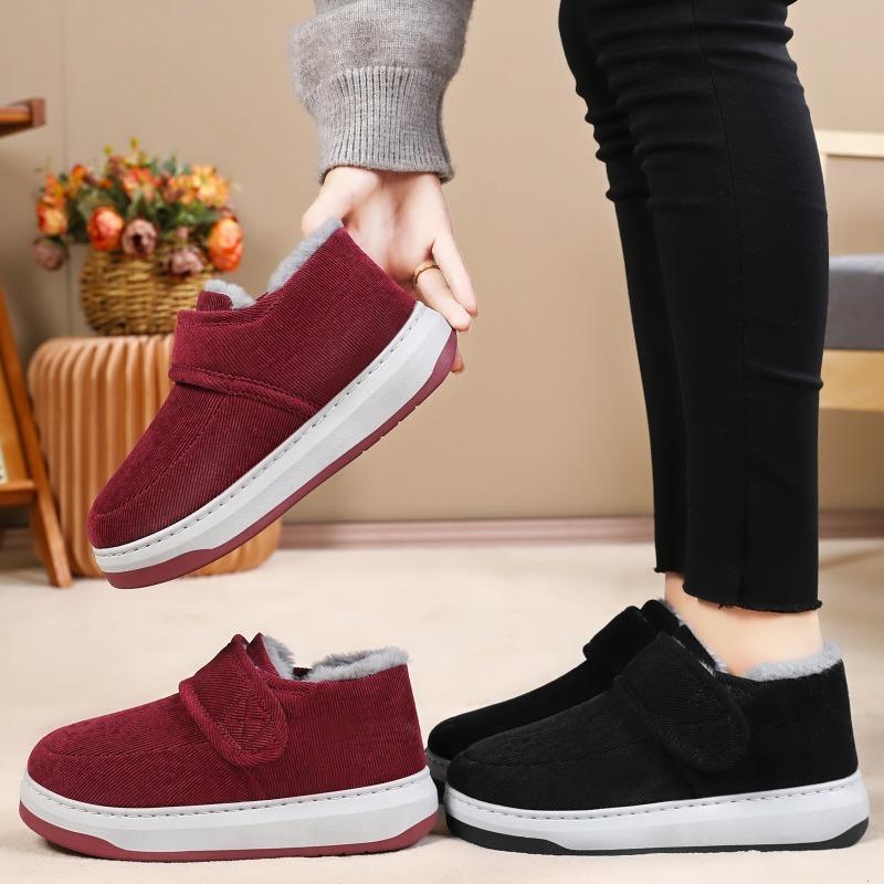 New Cotton Shoes for Women, Slippers, Heels, Anti-slip and Fleece Warm Shoes