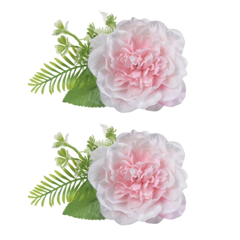 Contemporary Artificial Flower Curtain Fastening Clips Set of 2 Decorative Window Drapery Holders Tieback Straps Buckles
