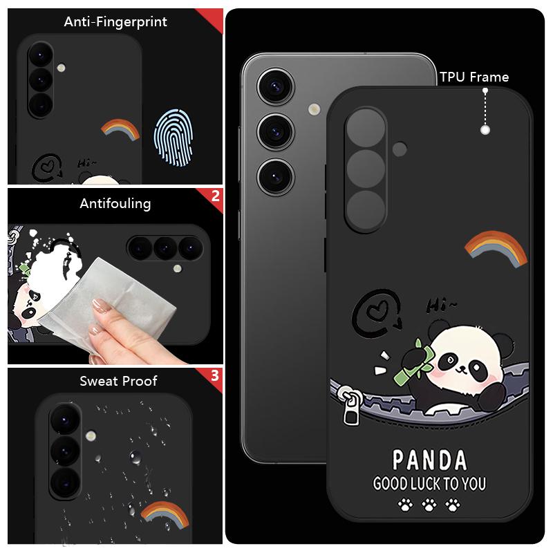 Cute Panda Print Case For Samsung Galaxy A57 A37 A17 A56 A36 A26 A16 A55 A54 5G S21 FE S22 S23 S24 Plus S25 S26 Ultra Cover