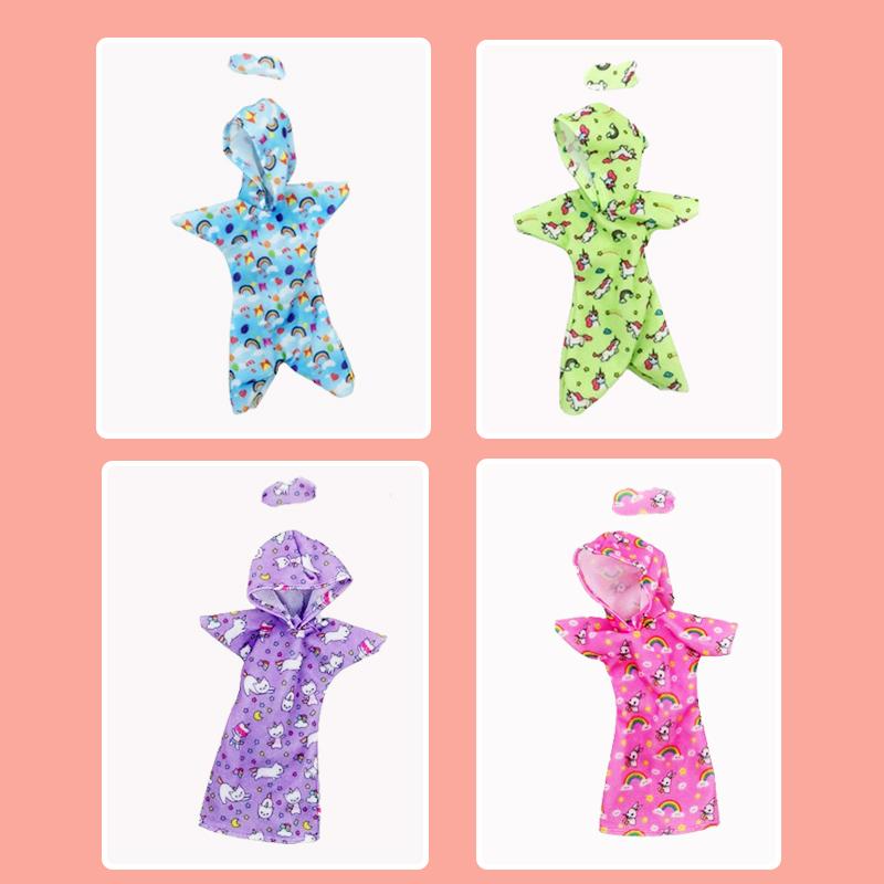 

11.5in/30cm Sets/Lot Handmade Cartoon Printed Clothes Girl Doll Pajamas With Hat Patch Accessories Toys 4 for and Kid Friendly Entertaining Fun Play