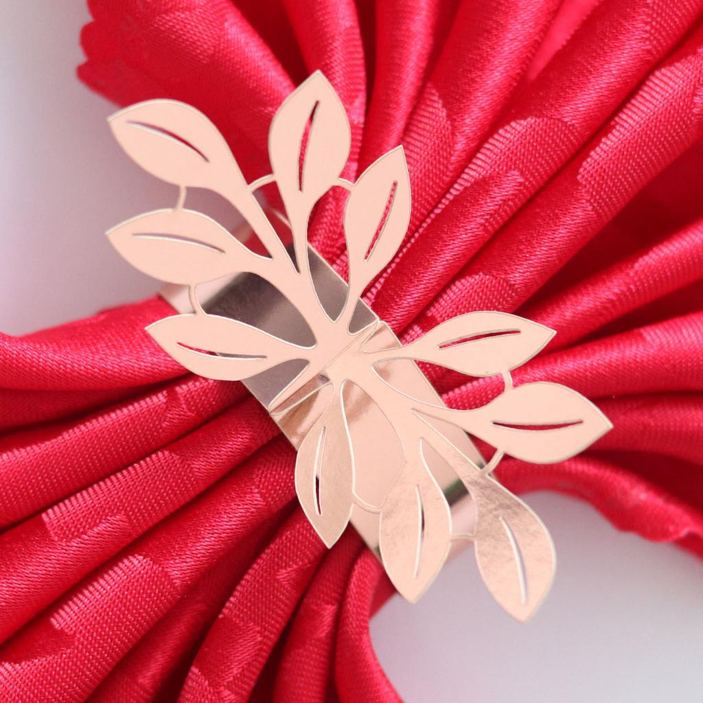 50 Pcs Gold Leaves Napkin Buckle, Reflective Gold Leaf-Shaped Paper Napkin Holder Rings For Dinner Party Celebration Table Decor