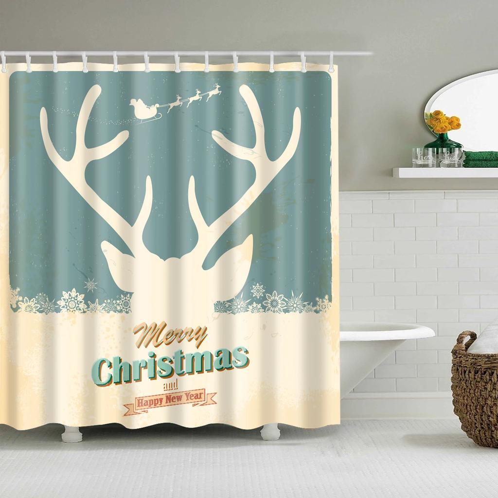 Waterproof Merry Christmas Bathroom Shower Curtains Snowman Santa Bell Elk Pattern Bath Curtain for Bathroom Home Decor