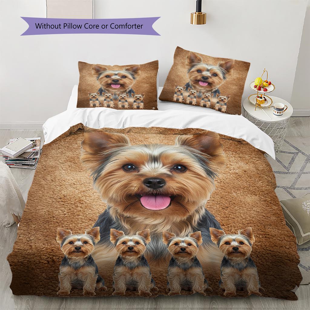 Yorkshire Terrier Sznaucer Wzór Pościel Kołdra Zestaw Poszewka na Kołdrę Poszewka na Poduszkę Dekoracja Domu Prezent (1 * poszwa na kołdrę + 2 * poszewki na poduszki, bez rdzenia)