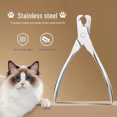 Stainless Steel Anti-Bloodline Crescent Blade Pet Nail Clippers for Cats and Dogs