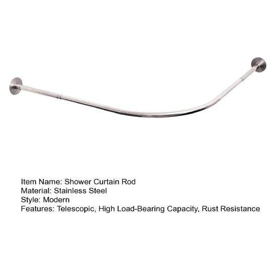 Varão Cortina Chuveiro Aço Inoxidável - Ajustável Sem Furacão 81-203cm