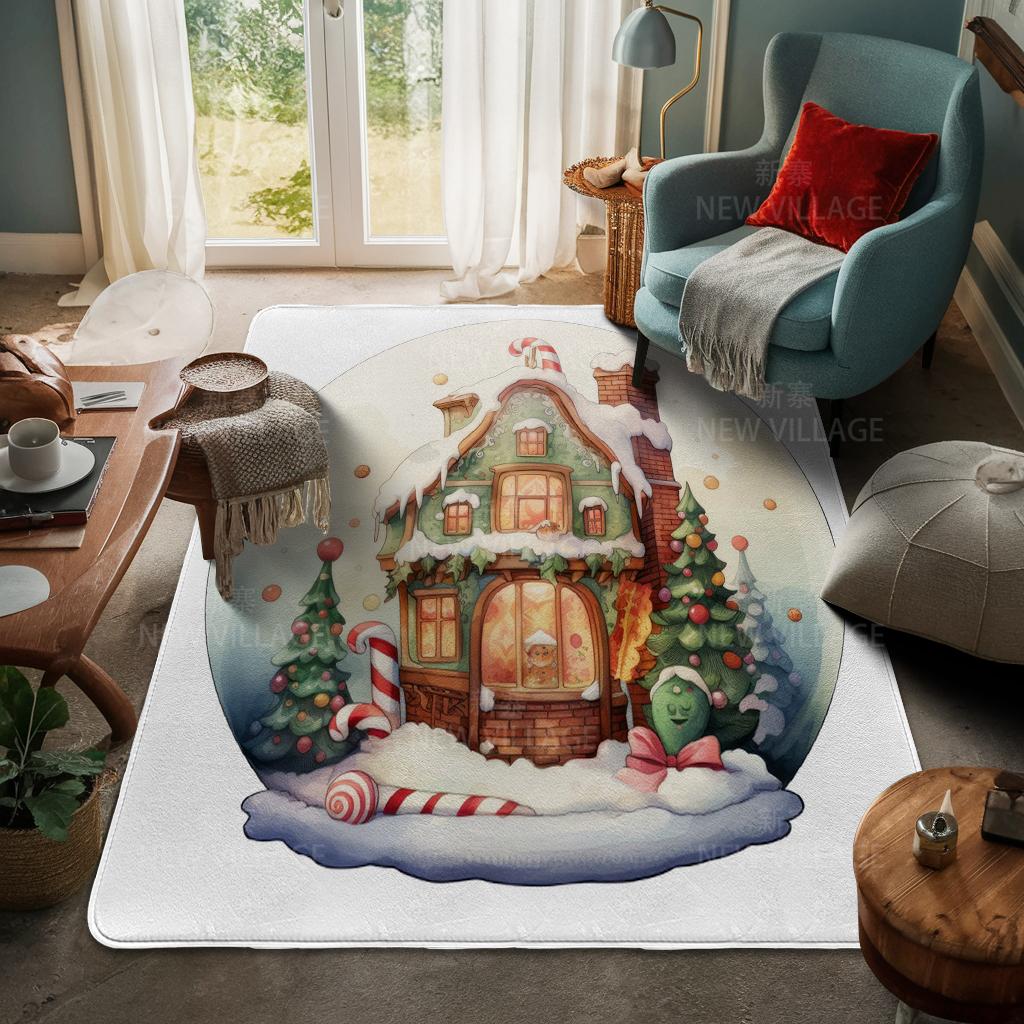 House Entrance Carpet Home Door Mat Living Room Bath Foot Bathroom Non-slip Water Absorption Rugs Bath Merry Christmas Winter