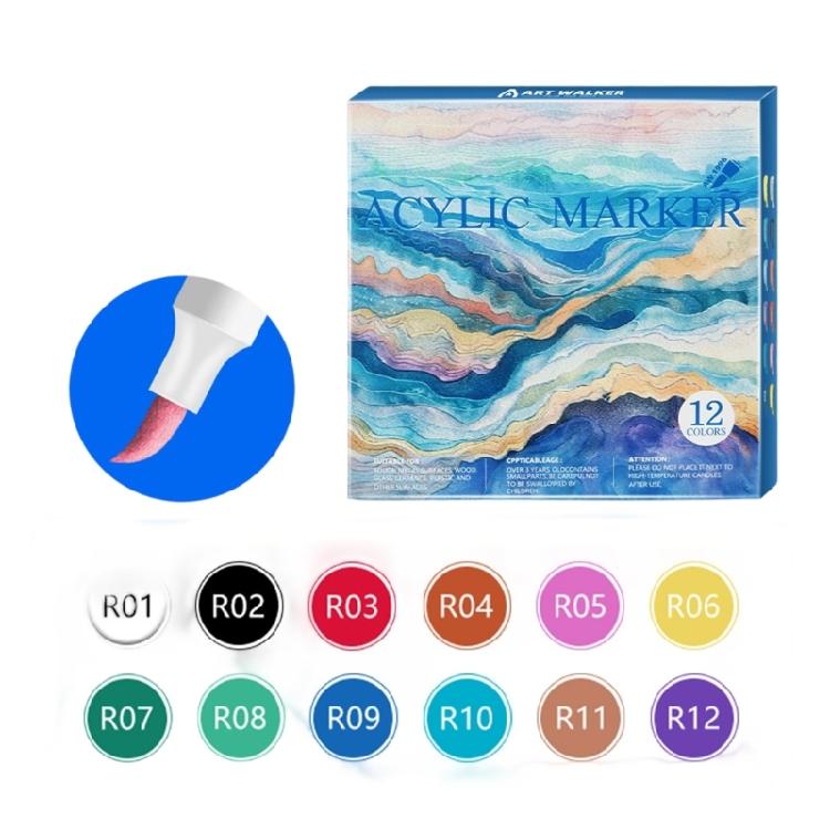 

12/24/36/48 Color Acrylic Paint Pen Brush Tip Acrylic Paint Marker for Student Journaling Painting Coloring Card Making