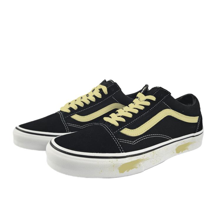 Vans Old Skool Abrasion Resistant Low top Skateboard Shoes Unisex Black Yellow VN000D3HY28(Team183-)
