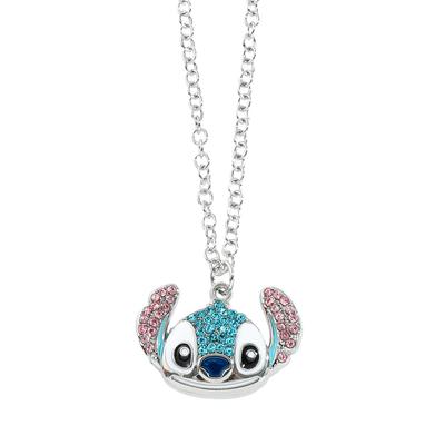Cute Stitch Cartoon Pendant Necklace Jewelry Personality Sweater Chain with Filled Rhinestones for Women Gift