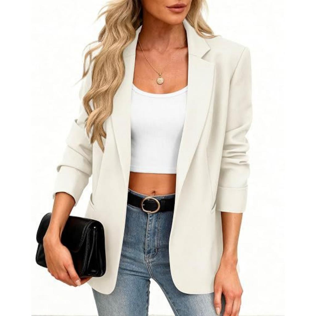 Women's Business Casual Long Sleeve Lapel Collar Jacket for Work Wear