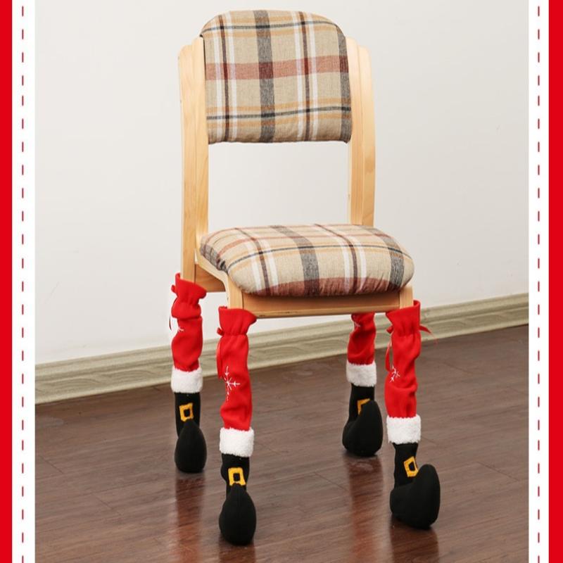 4Pcs Christmas Furniture Chair Leg Cover Floor Protectors Xmas Feet Sleeve Decor Santa Table Leg Chair Foot Covers 2025