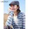 LAGOGO Striped Faux Two-Piece Hooded Knit Top