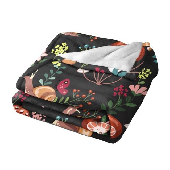 Mushroom Blanket Machine Washable Soft Flannel Blanket Warm Cozy Throw Blanket for Kids Adults Farmhouse Bed Sofa Couch