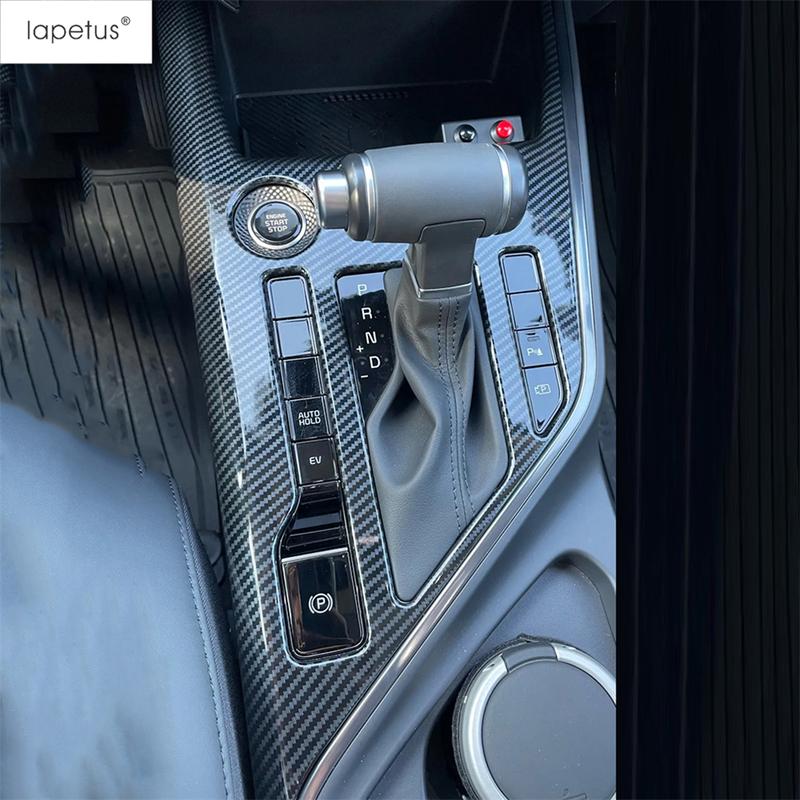 Console Centrale Fibre de Carbone Panneau Levier de Vitesse Cadre Multimédia Cache Décoratif Garniture Accessoires Intérieur Pour Kia Niro EV - 2025