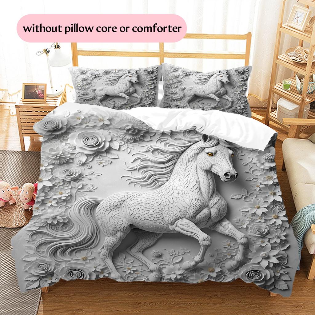 Relief Animals Pattern Bedding Quilt Set  Home Decoration  Gift (1 * duvet cover + 2 * pillowcase  without core)
