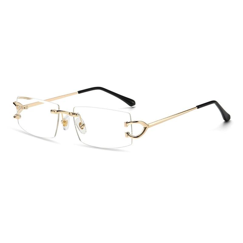 New Frameless UV400 Cut Edge Sun Glasses Women 2025 Hip-hop Modern Fashion Square Metal PC Sunglasses