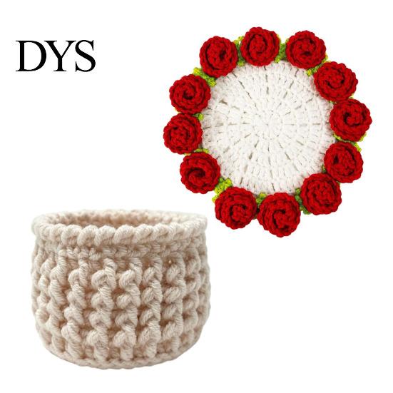 Desktop Plant Pot Stand Crochet Flower Bouquet Coaster, Handmade Knit Rose Mug Mat Transforms Into Bouquet, 2-in-1 Cozy Coffee Bar Decor Drink Coaster