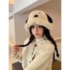 Women Students Cute Plush Dog Long Ear Bucket Hat Autumn Winter Warm Windproof