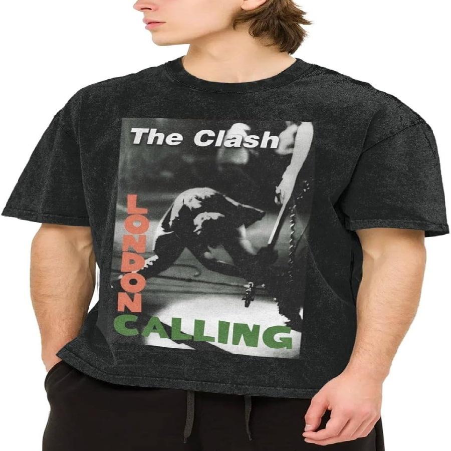 BRGSIUQSG Men s The Singer Clash Vintage T-Shirt Cotton Short Sleeve Tee S