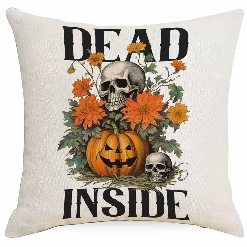 Pillowcase Linen Halloween Celebration Funny Pumpkin Head Home Living Room Pillowcase