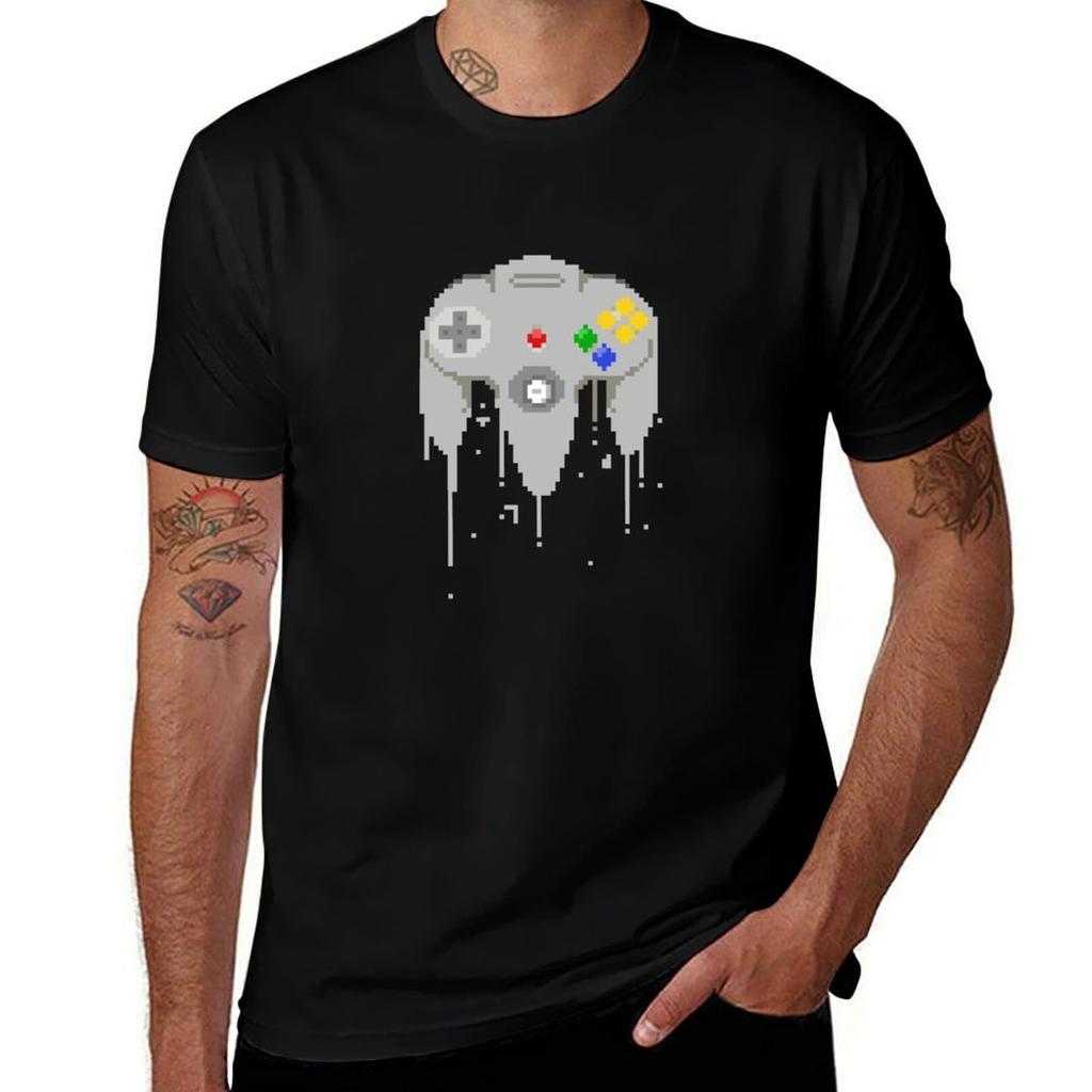 Pixel N64 Controller Tshirt Casual All Match Tee Shirt For Men