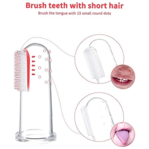PULABO Baby Training Toothbrush, Baby Finger Toothbrush with Silicone Gum Scouring Massager and White Box, Transparent Oral Care Tool, Long-Lasting