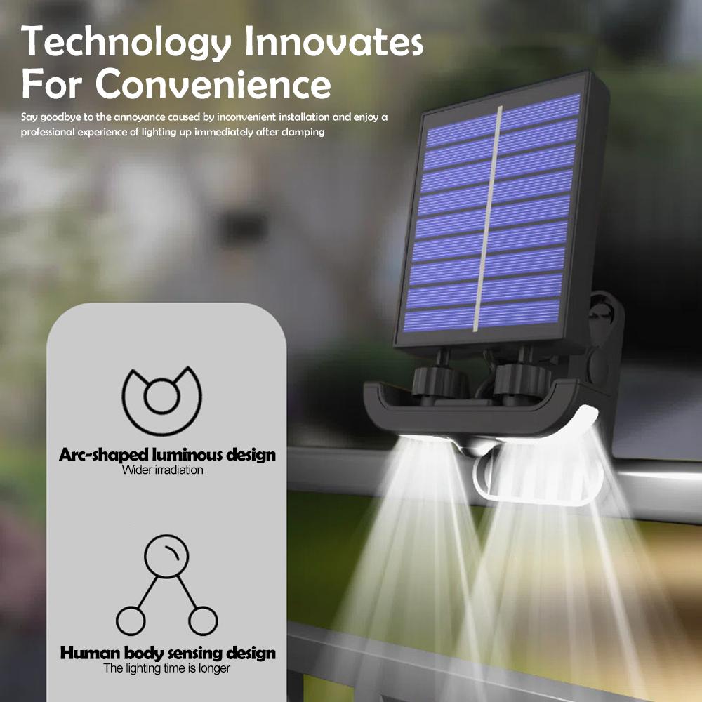 Portable Solar Clip Light Motion Sensor 40LED Solar Street Lamp Security Wall Light Adjustable Angle Power Mode Display Fence Pa
