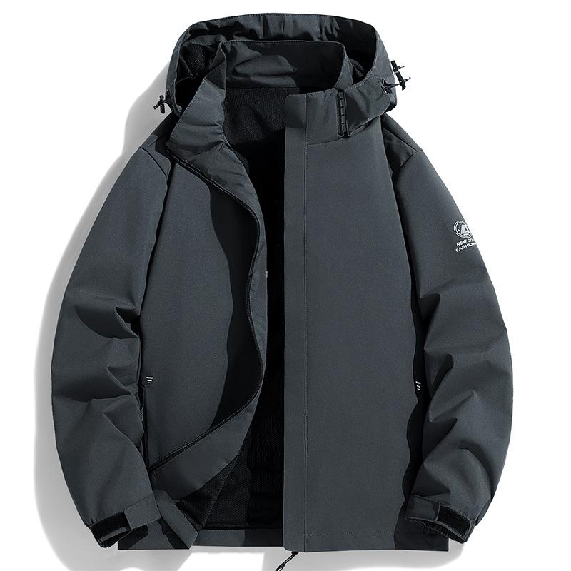 Νέο Ανδρικό Αθλητικό και Καθημερινό Μπουφάν Μπουφάν για Φθινόπωρο και Χειμώνα, Υπαίθρια Ορειβασία, Αντιανεμικό, Μοντέρνο Μονόχρωμο και Ευέλικτο