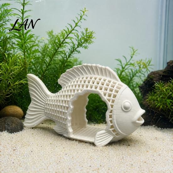 Safe Cave for Shrimp 3D Printed Hollow Fish Shape Aquarium Hideout Decor, Breeding Landscaping Decor Shelter Cave, Betta Ornament Tank Landscape
