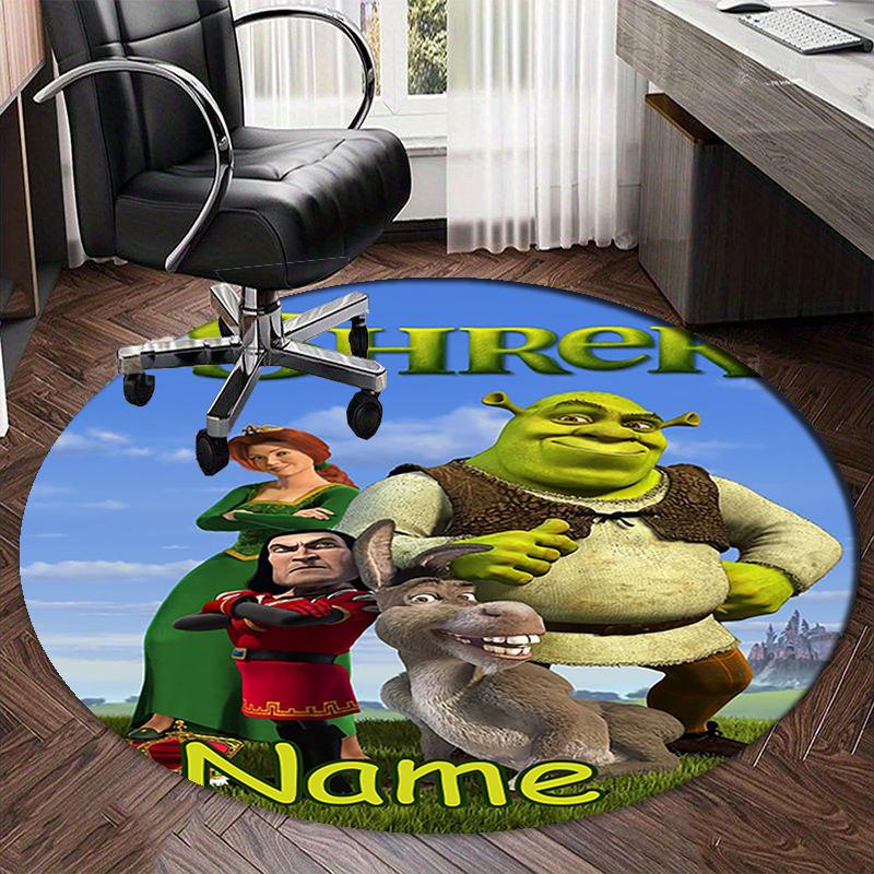 Custom Name Shrek Printed Round Rug Carpet Chair Rug Area Rug Entryway Doormats,for Office Chair Living Room Bedroom Kitchen Room.