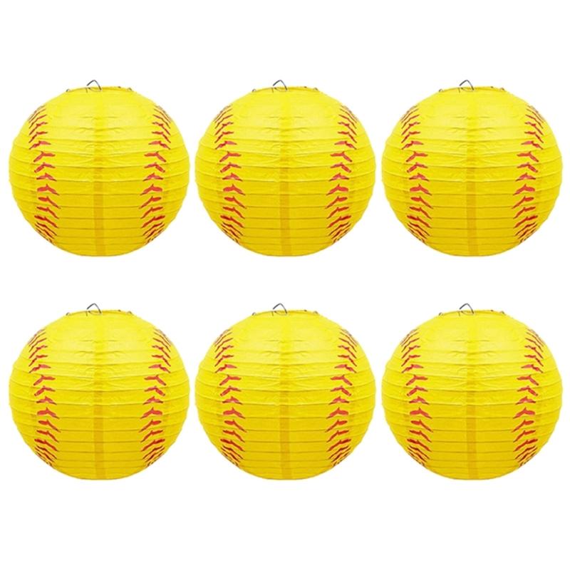 Lot de 6 Lanternes en Papier Sport Football Décoration Suspendue Japonaise pour Anniversaires sur le Thème du Football Centres de Table
