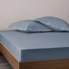 4-piece Percale Cotton Sheet Set "Julian" for Bed 140 X 190 Cm Pure Cotton - Julian Blue Jean -