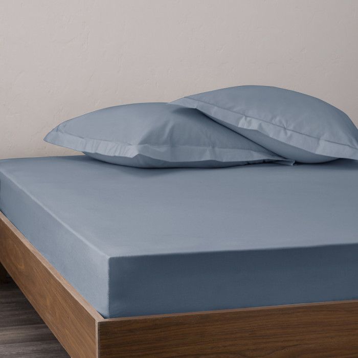 4-piece Percale Cotton Sheet Set "Julian" for Bed 140 X 190 Cm Pure Cotton - Julian Blue Jean -