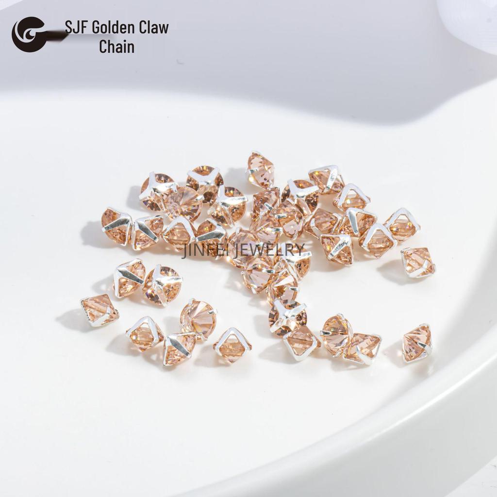 Round & Reverse Four-Prong Zircon Single-Prong DIY Phone Chain Jewelry & Clothing Accessories (3/4/5)