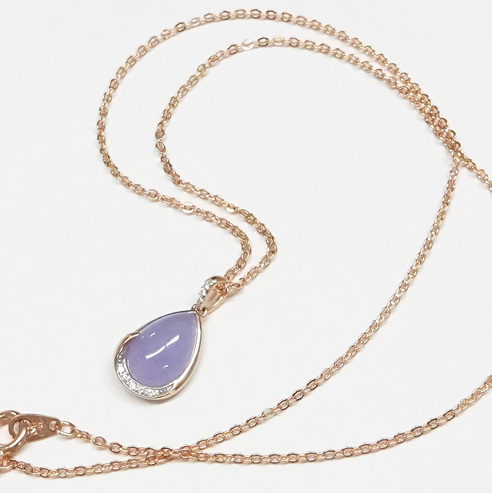 And My Jewelry SV925 Pink Gold Natural Lavender Jadeite Pendant Necklace with CZ Stone [Your Box] (May Birthstone) [Gift Wrapped]