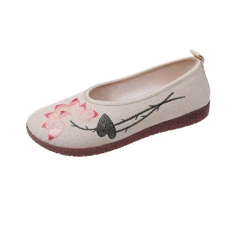 New Women's Embroidered Retro Shoes Women's Chinese Shallow Mouth Flat Sole Single Shoes Fashion Women's
