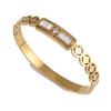 ZAKOL Fashion Geometric Design Stainless Steel Open Bangle for Women Exquisite Waterproof Zircon Gift 2025 New