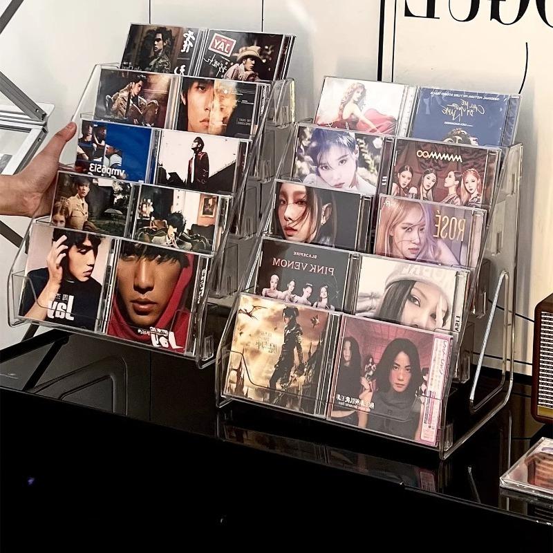 Vitrína na CD Domácí akrylový stojan na CD Albumy Úložný box na CD Úložný stojan na časopisy Albumy slavných zpěváků CD