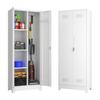 White 65" Metal Cleaning Tool Storage Cabinet with Locking Doors, Shelves, Hanging Rod & S-HooksW