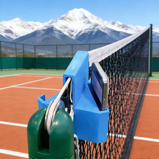 Tennis Camera Mount Clip-On Phone Holder Secure Action Camera Holder for Tennis Net Fence Match Recording Training Analysis Live Streaming