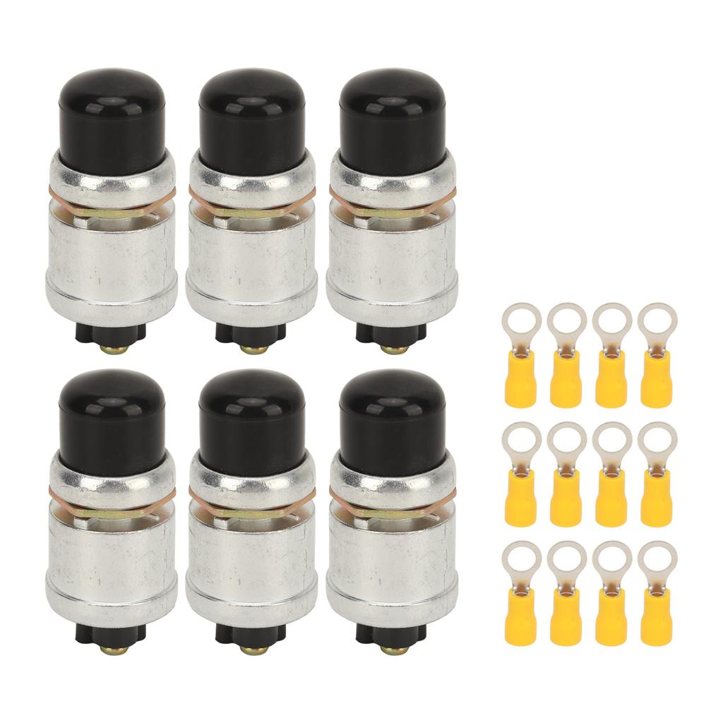 6 Set Push Start Button Switch Kit Waterproof Fast Response Momentary Push Button Switch for Vehicle RV Ship Yacht ATV