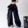 White pants women's summer thin stacked skirt design tooling casual pants women's niche splicing