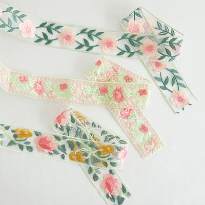 Falda de estilo étnico vintage con bordado chino, estilo chino, con encaje y bordado de organza, accesorios para Hanfu, accesorios con bordes laterales