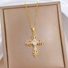 Empty Love Cross Light Luxury Temperament Gorgeous Full Diamond Necklace Female Versatile Collarbone Chain Titanium Steel
