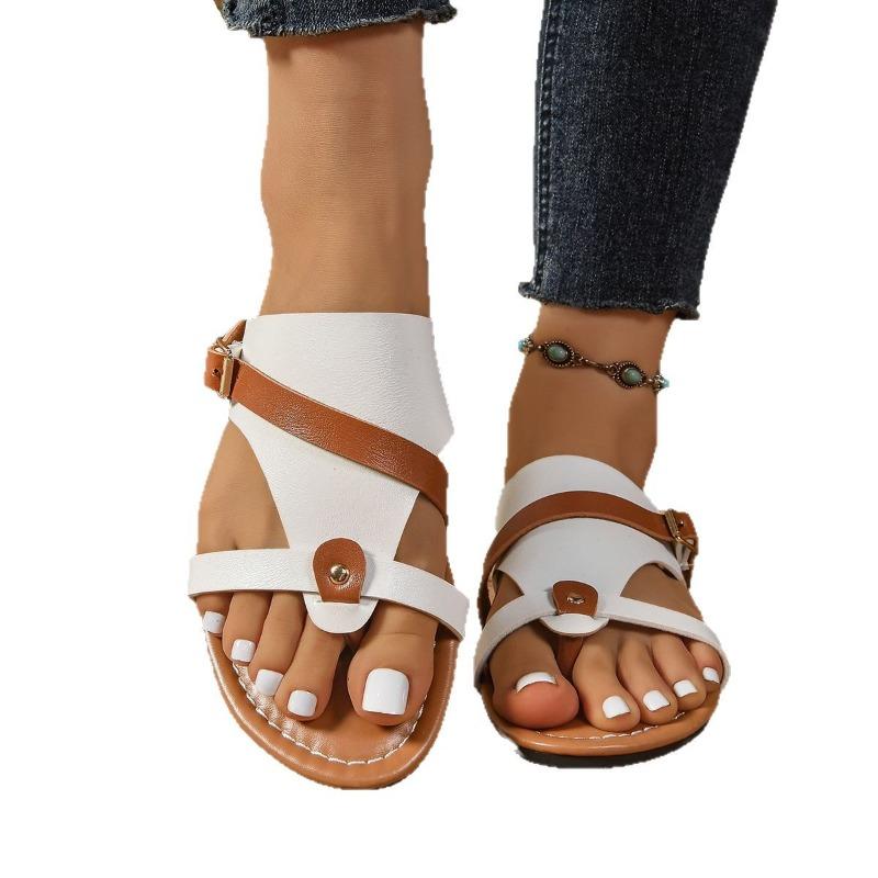 Damen Flip-Flops in Überweite mit Farbblockdesign - Zehensandalen mit Nieten-Detail für den Außenbereich, leichte Badeschuhe