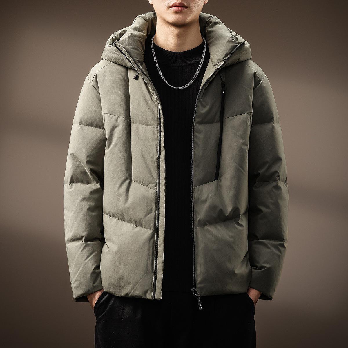 

Men s Retro-Style Luxury Hooded Down Jacket - Thick, Warm, Versatile Winter Puffer with Drawstring XL (150-170 jin)