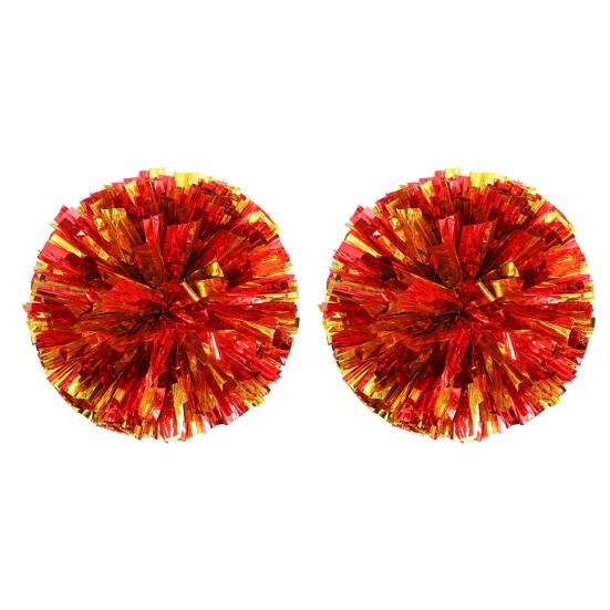 2 Pezzi Pompon Cheerleader Metallici Olografici Pompon Cheer con Anello Maniglia per Spirito di Squadra Sportiva Festa Squadra Allenamento Danza