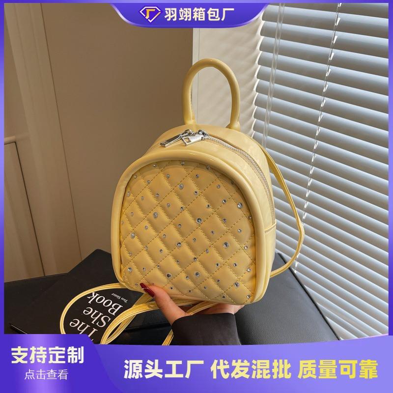 Mini backpack women's new fashion rhombus backpack summer leisure travel small bag