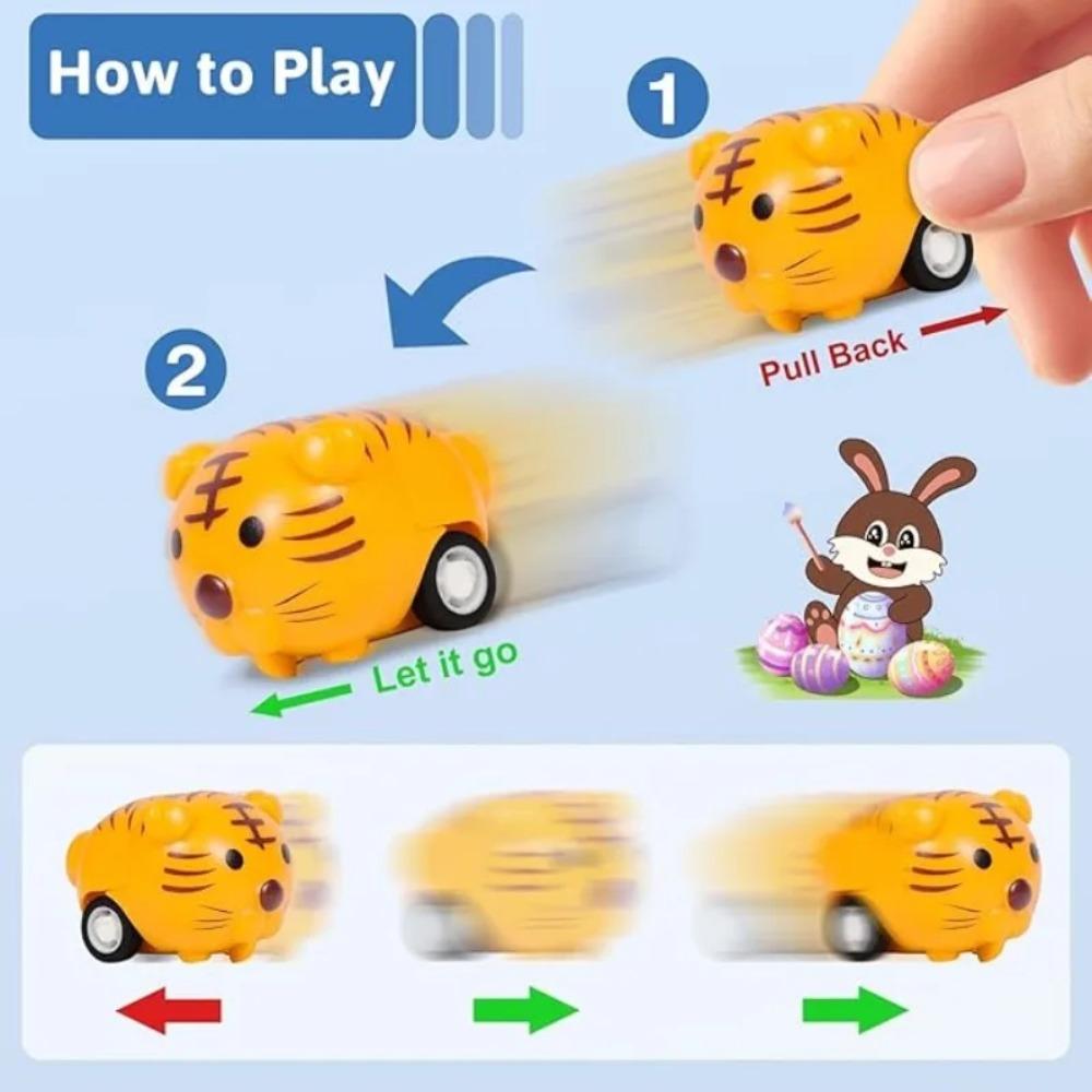 Hayvanlar Geri Çekmeli Arabalar Sürtünme Gücüyle Çalışan İt ve Git İleri Geri Giden Araçlar Araba Oyuncakları Yarış Arabası Oyun Seti Oyuncakları Yılbaşı Hediyesi